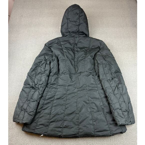 Post Card Women's Medium Black Hooded Fur Trim Puffer Coat - Picture 2 of 16